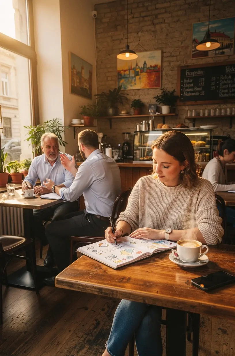 Személy tanácsadóval beszélget a pénzügyi tervek megvalósításáról egy modern irodában.